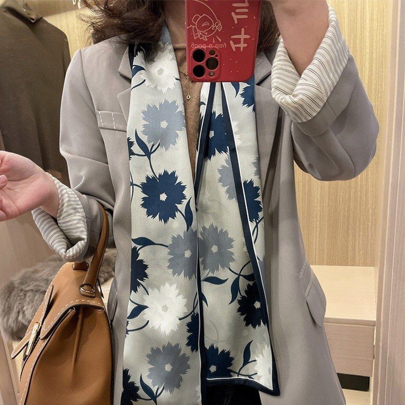 轻奢品牌真丝小长条丝巾款百搭