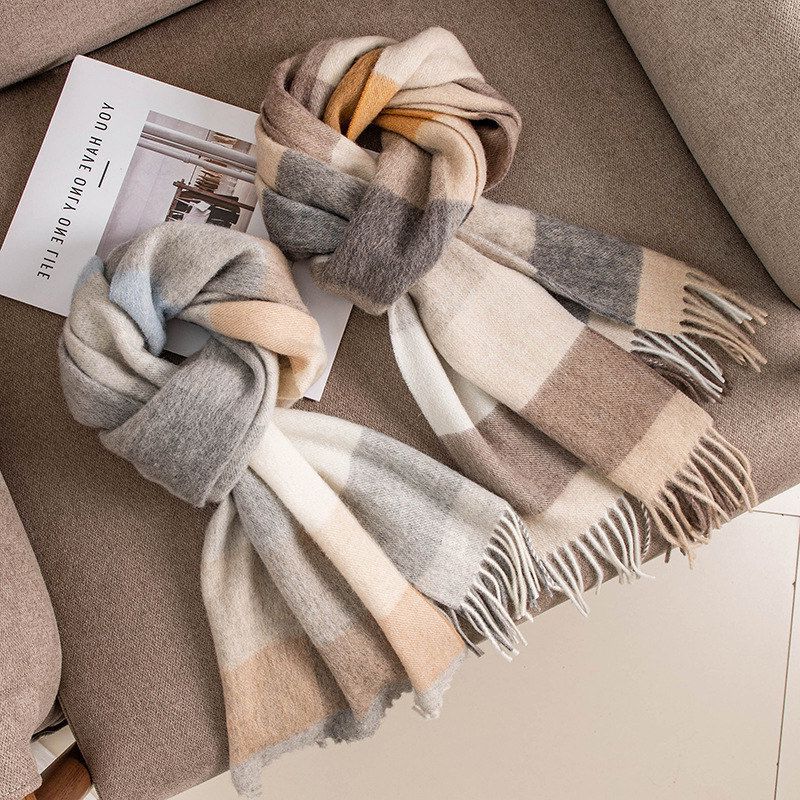 2025色织格子羊毛围巾男女高级