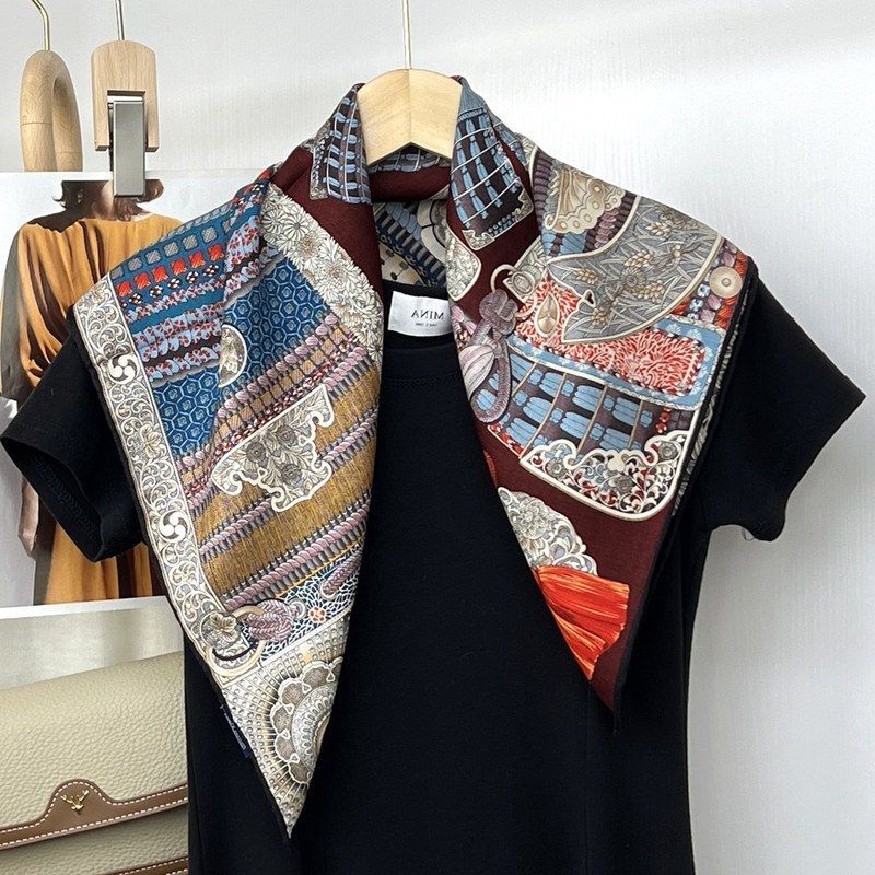 双面异色真丝羊毛围巾女士高档