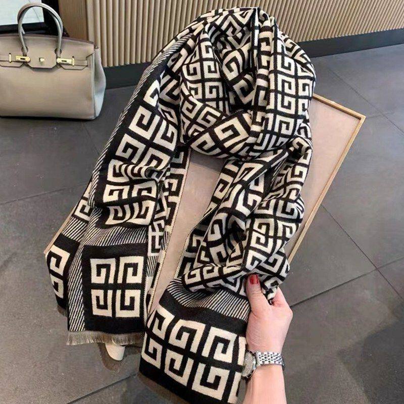 欧美高档字母格子围巾男女冬季百搭韩版披肩外搭双面保暖围脖