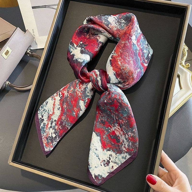 春夏欧美桑蚕丝丝巾扎染简约时尚新款百搭70印花真丝领巾女围巾