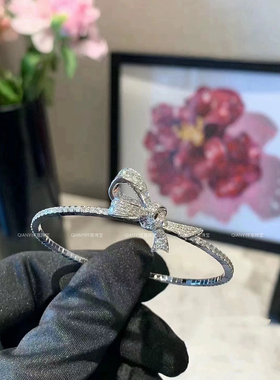 QIANYI仟意珠宝【轻奢系列】白富美名媛丝绸璀璨不对称蝴蝶结手镯