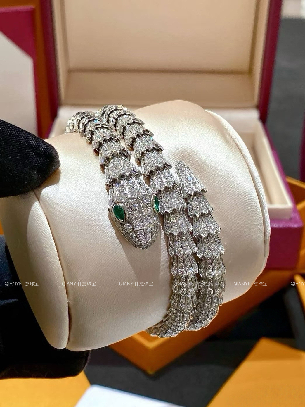 QIANYI仟意珠宝【灵蛇系列】通体s925银高碳钻高级定制奢华项链