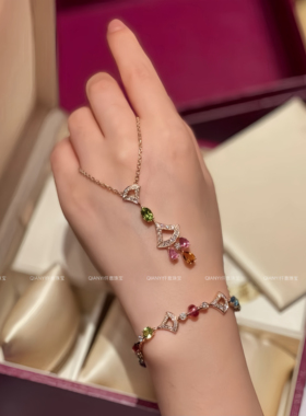 QIANYI仟意珠宝【奢华系列】白富美千金贵气镶嵌合成彩宝扇子手链