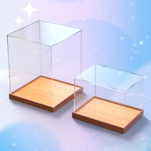 透明展示盒乐高模型高达木纹