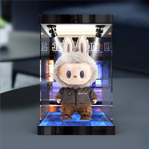 展示盒适用LABUBU JUMP FOR JOY搪胶毛绒公仔手办亚克力防尘罩