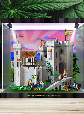 亚克力展示盒适用乐高10305狮子骑士积木模型高清防尘罩收纳盒