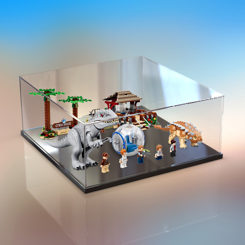 亚克力展示盒适用乐高75941 暴虐霸王龙大战甲龙模型盒拼装防尘罩