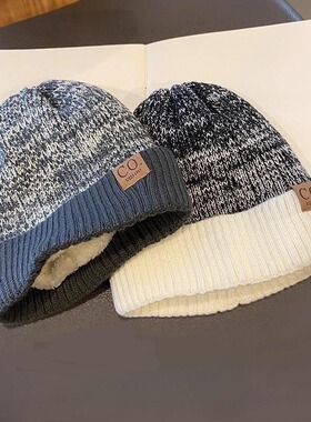 新款冷帽男款冬季加绒加厚保暖毛线帽女防寒护耳大头围保暖针织帽