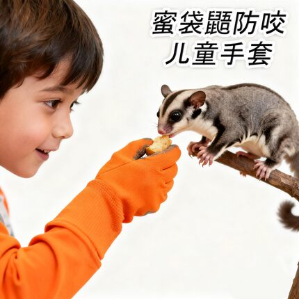 蜜袋鼯防咬手套儿童宝宝防护宠物洗澡防抓伤仓鼠鹦鹉兔子喂养用品