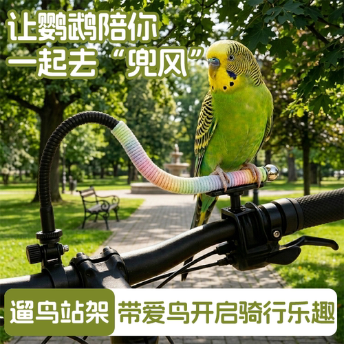 鹦鹉外出遛鸟架自行车电动车把手站架便携虎皮玄凤防滑棉绳站杆