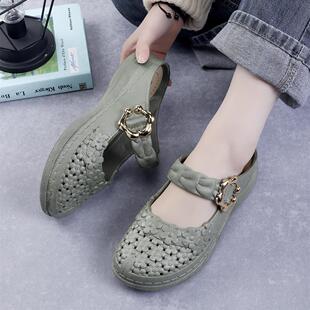 包头拖鞋女外穿夏天高颜值凉拖鞋家居家防滑松糕底妈妈半拖鞋软底