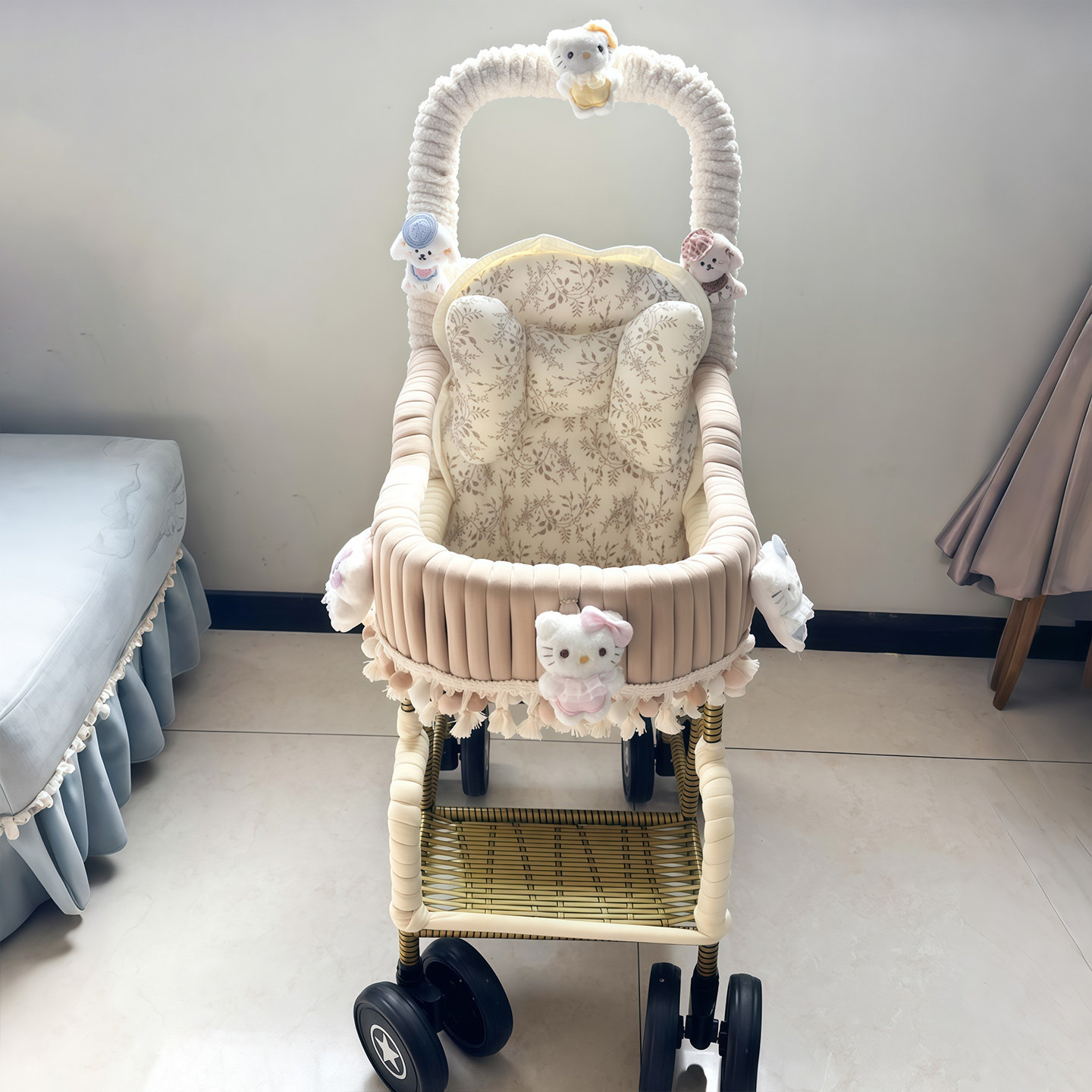 竹编婴儿车配件宝宝推车加厚包边条防撞神器儿童藤椅改造装饰棉条