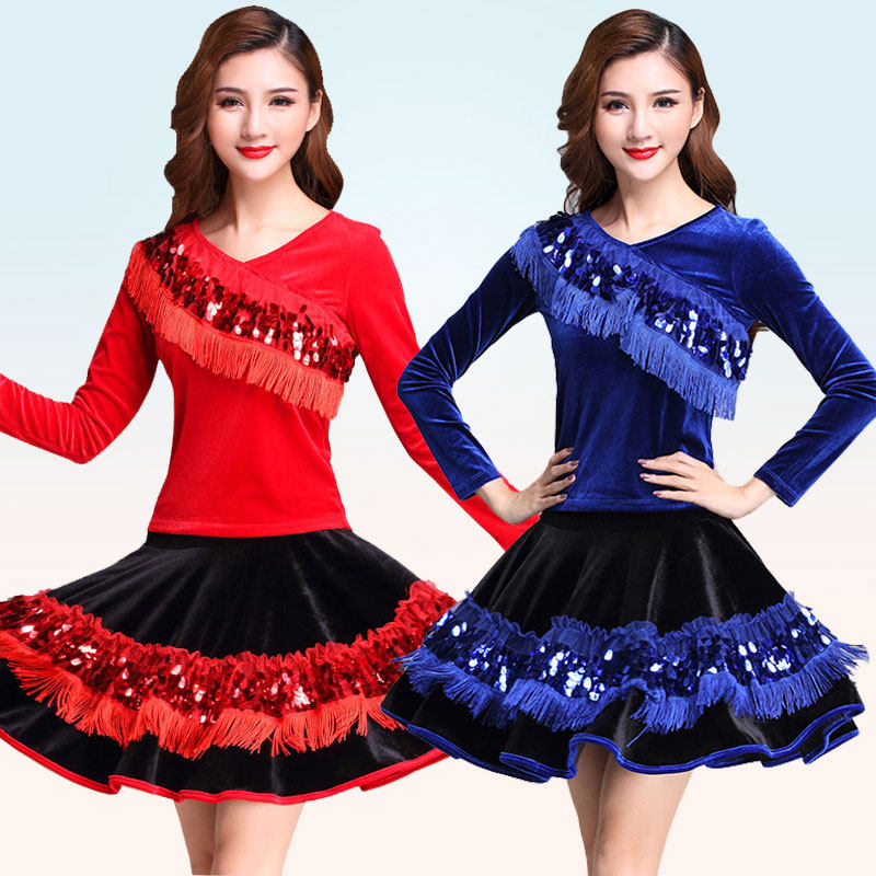 杨丽萍新款广场舞两件套金丝绒跳舞上衣裙子套装中年演出舞蹈衣服,运动/瑜伽/健身/球迷用品,广场舞套装,淘宝优惠券,粉丝福利购,淘宝优惠卷