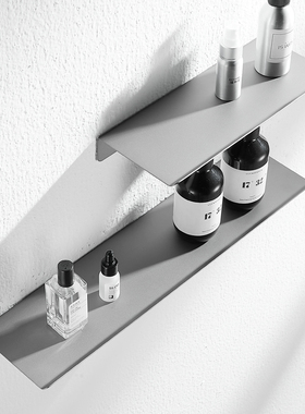 枪灰色304不锈钢隔板客厅一字搁板 北欧淋浴房卫生间浴室收纳置物