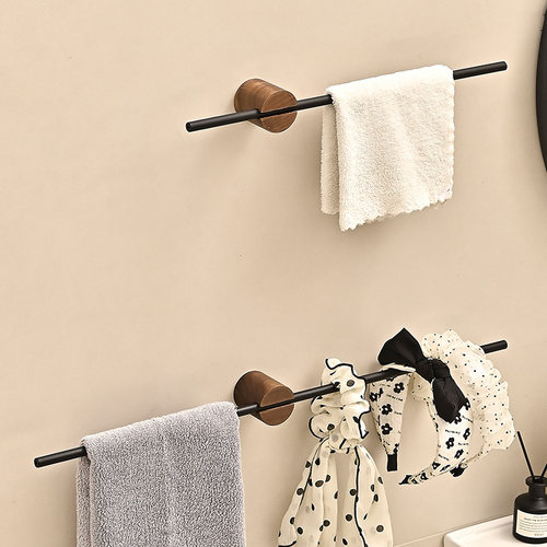 法式中古风胡桃木极简毛巾架