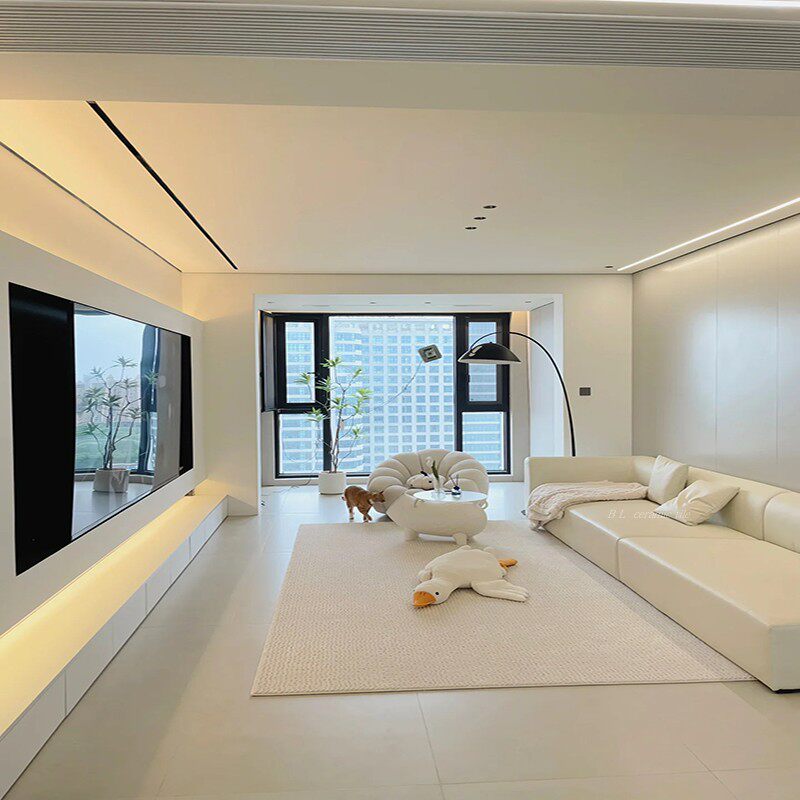 全瓷超白胚600*1200日式极简奶白柔光肌肤釉天鹅绒纯色微水泥地砖