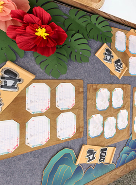 环创卡纸中国风中式古诗字体田字格幼儿园评比文化作品墙面装饰