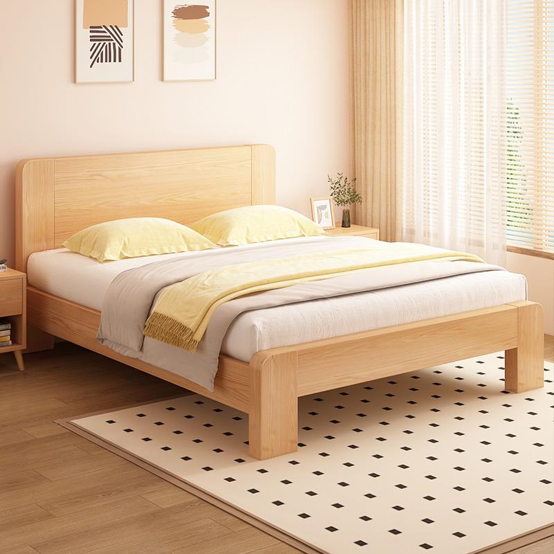 实木床简约现代双人床架1.5米经济型工厂直销1.2单人床出租房家用