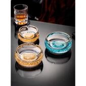 豪华客厅水晶烟灰缸家用高端金箔玻璃烟灰缸办公室咖啡桌香烟杯男