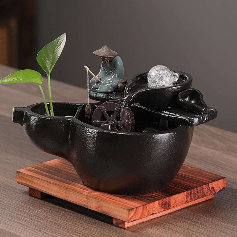 招财风水轮流水摆件客厅玄关循环水装饰开 业乔迁礼物办公家用聚