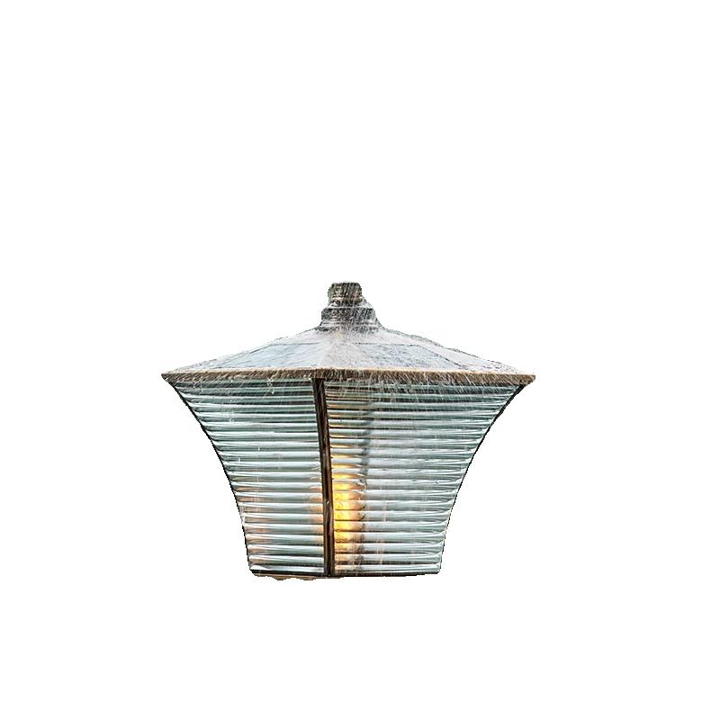 中式全铜太阳能门柱灯户外防水别墅墙头灯简约现代花园围墙柱子灯