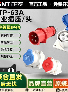 正泰工业插头公母对接连接器16A32A明装防水3/4/5芯航空插座IP44