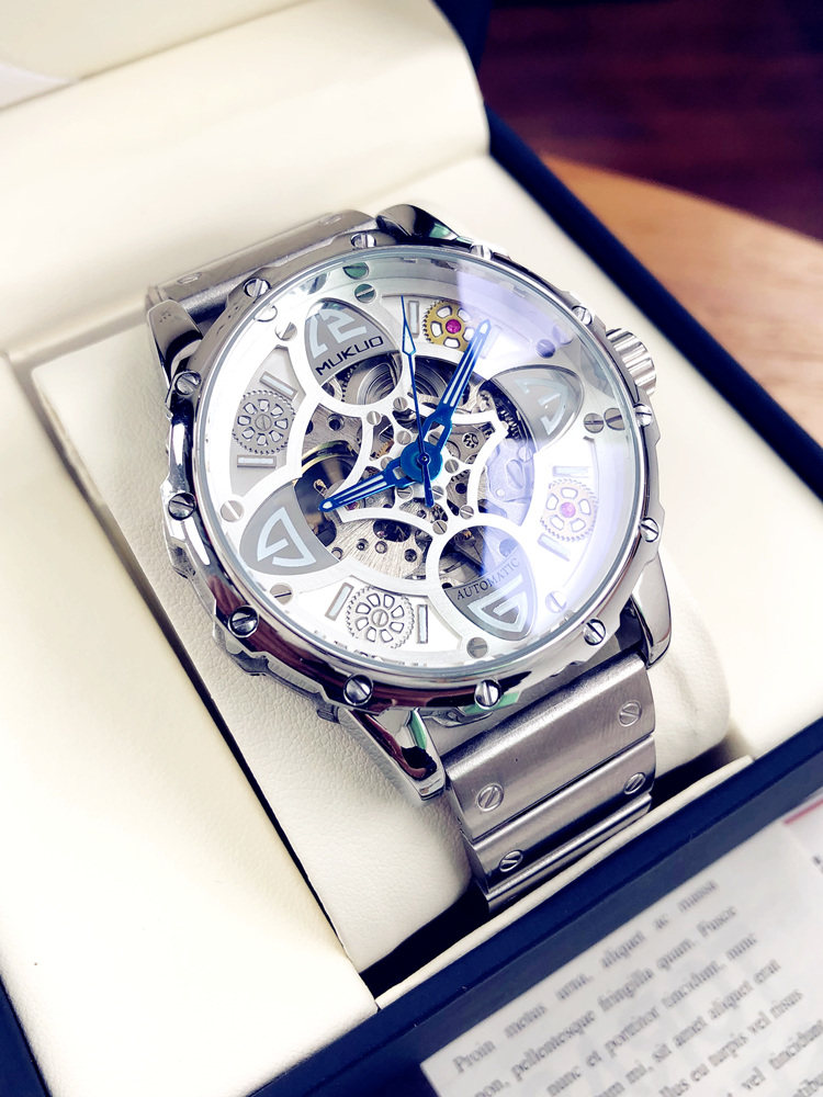 欧美炫酷复古全自动机械表镂空男士手表防水夜光时尚潮流新款腕表