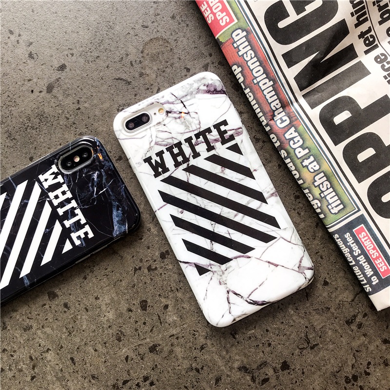 热销37件买三送一XR潮牌off white手机壳iphone XS MAX大理石纹X简约情侣6s