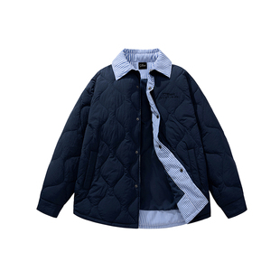 The Simpsons辛普森一家 条纹拼接衬衫式假两件羽绒服 男女同款