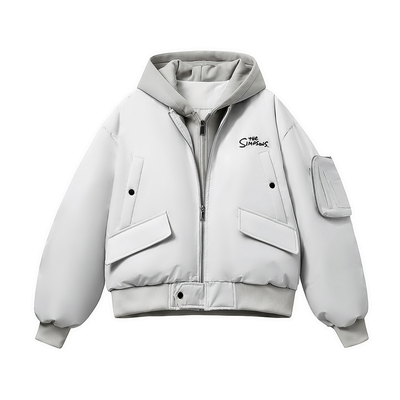 The Simpsons辛普森一家 假两件连帽工装加厚短款羽绒服 男女同款