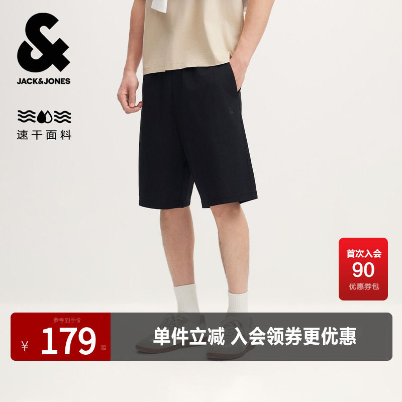 【速干】杰克琼斯奥莱夏男款短裤子宽松针织面料精致立体胶印时尚