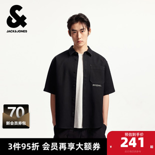 杰克琼斯奥特莱斯男装BSQ联名夏季新款简约短袖宽松衬衫上衣