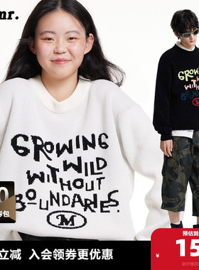 MLMR秋舒适毛衣胸前原创趣味图案装饰长袖针织衫上衣男女同款男装