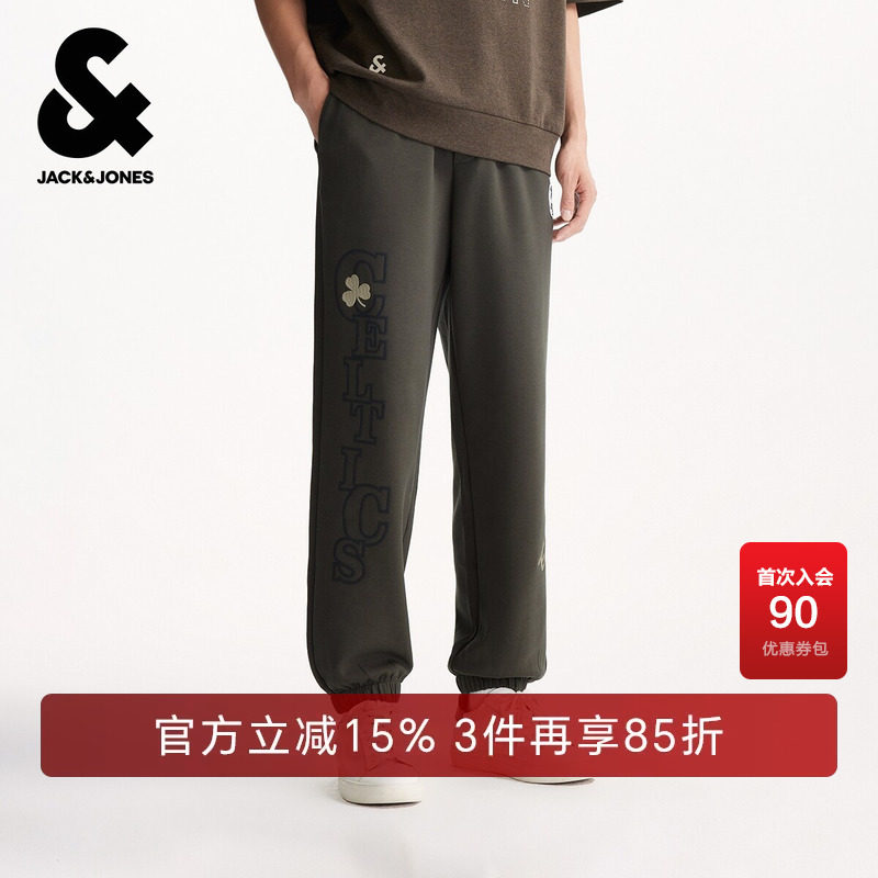 杰克琼斯春秋季男装休闲裤卫裤长裤宽松NBA联名刺绣装饰舒适百搭