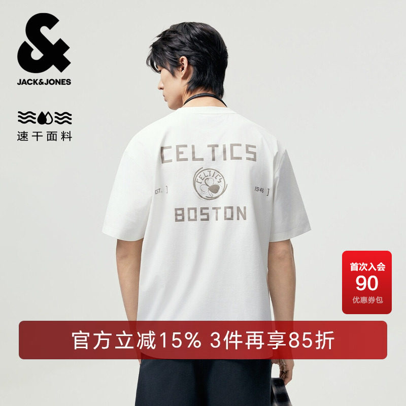 【速干】杰克琼斯NBA联名款凯尔特人队男装T恤短袖圆领宽松图片