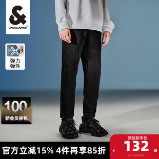 杰克琼斯奥莱23年春秋新款 休闲长裤 子男装 纯色拼接设计简约时尚