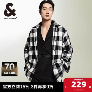新款 外套男装 纯棉舒适潮流时尚 格纹衬衫 出街宽松长袖 杰克琼斯春季