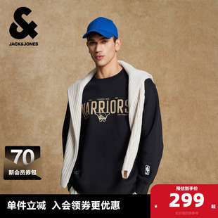 杰克琼斯NBA联名款 勇士队2025宽松圆领日常舒适百搭潮流卫衣