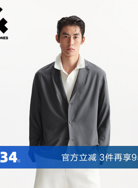 杰克琼斯男装春夏新款西服商务百搭经典深灰色三粒扣宽松西服外套