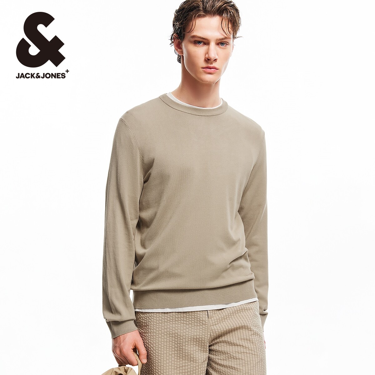 杰克琼斯春秋新款潮舒适简约圆领领型简约直筒长袖针织衫毛衣男装