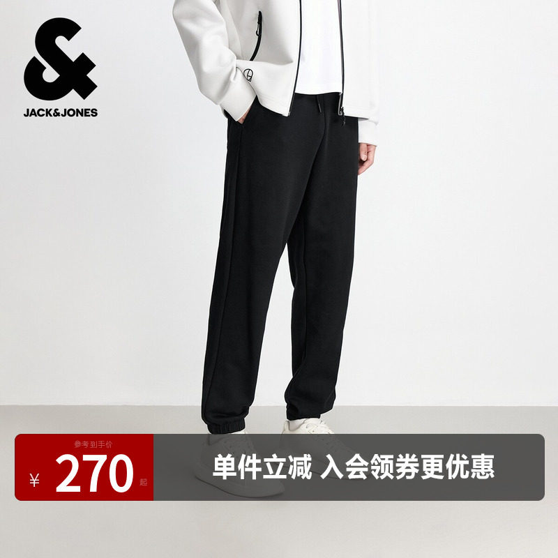杰克琼斯男装春季卫裤长裤子抽绳高级感日常纯棉舒适合体收脚口