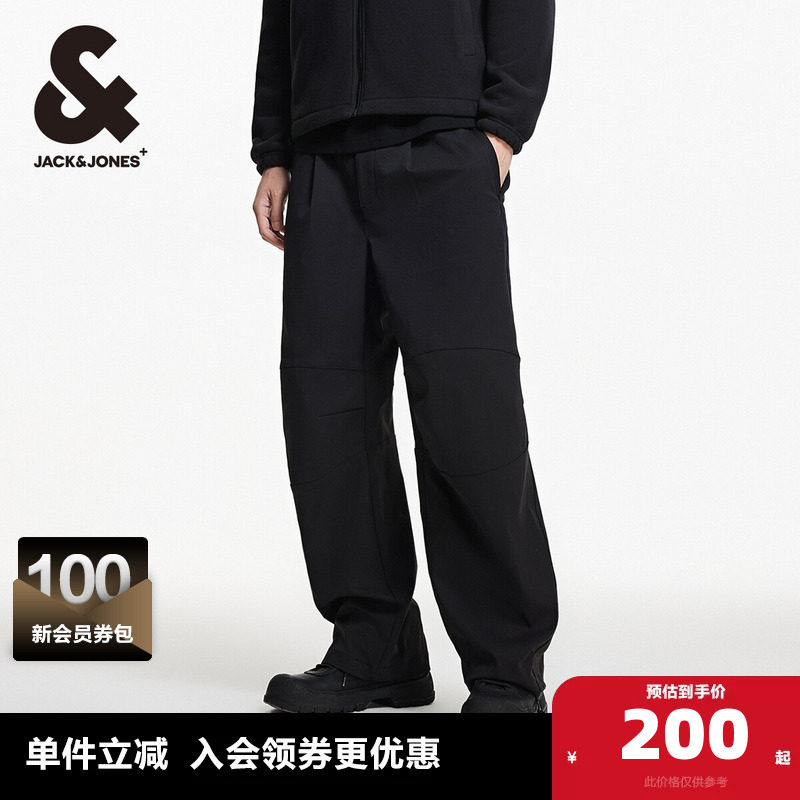 杰克琼斯outlets春秋季3D立体膝盖廓形宽腿裤直筒裤裤子男裤