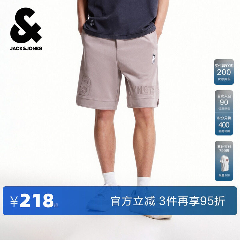 杰克琼斯奥特莱斯NBA联名男装夏季短裤潮酷出街字母刺绣裤子男