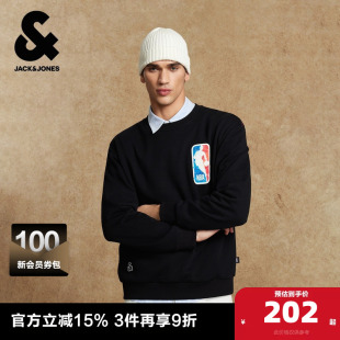 杰克琼斯春秋男装 上衣 NBA联名圆领卫衣宽松日常休闲运动风长袖