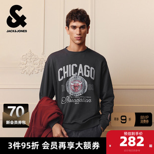 杰克琼斯奥特莱斯NBA联名芝加哥公牛球队男卫衣冬季纯棉圆领上衣