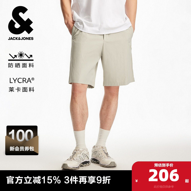 杰克琼斯男装夏季松紧抽绳腰头潮流时尚简约舒适基础宽松短裤子