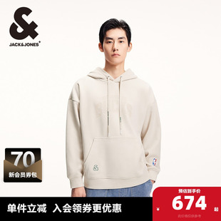 杰克琼斯奥特莱斯春季新款NBA联名雄鹿队oversized连帽卫衣男装