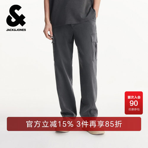 宽松版型；两侧插袋；裤腿摁扣工装口袋
