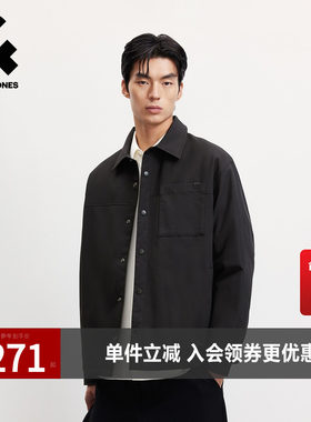 杰克琼斯秋冬男装羽绒服加厚保暖外套常规宽松短翻领摁扣休闲上衣